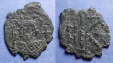 Ancient Coins - Byzantine Empire, Justinian II (2nd reign) 705-711, Bronze Half Follis