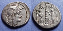 Ancient Coins - Roman Republic, Ti Minucius c f Augurinus 134 BC, Silver Denarius
