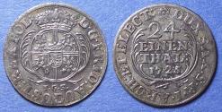World Coins - Germany, Saxony-Kurlinie, Friedrich August I 1725 IGS, Silver 1/24 Taler