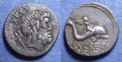 Ancient Coins - Roman Republic, L Lucretius Trio 76 BC, Silver Denarius