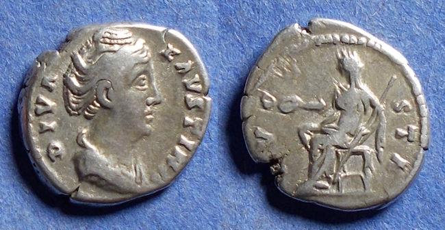 Ancient Coins - Roman Empire, Diva Faustina Sr d. 141, Silver Denarius