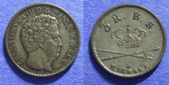 World Coins - Denmark Christian VIII, 3 Rigsbankskilling 1842 XF-AU