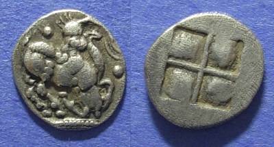 Ancient Coins - Mygdones or Krestones, Thraco-Macedonian 485-470 BC, Diobol