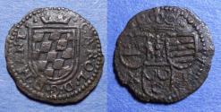World Coins - Liege Arches, Charles II de Gonzague 1637-59, Copper Demi Liard ( gigot )