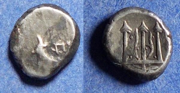 Ancient Coins - Thrace, Byzantion 357-340 BC, Silver Hemidrachm