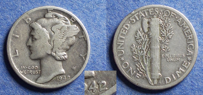 1942 D Mercury Silver Dime 42 Over 41 Coin Value Prices, Photos & Info
