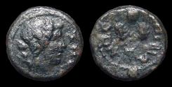 Ancient Coins - Ionia, Smyrna. Time of Trajan. AE-13. Dionysos / Grain-ears and poppy. Scarce!