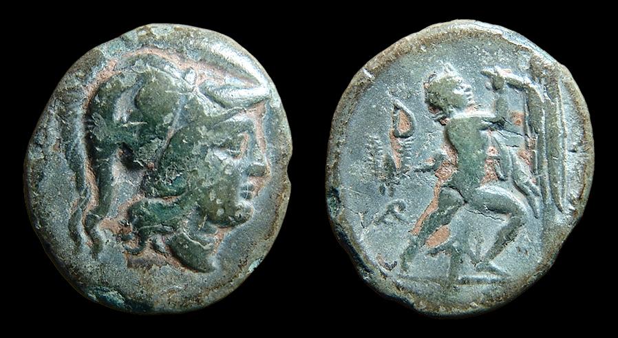 Macedonia Antigonos Ii Gonatas Ae 18 Athena Pan Erecting A Trophy Vf