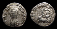 Ancient Coins - Julia Domna, Denarius, 207 AD. Tellus & 4 Seasons. Scarce Reverse Type