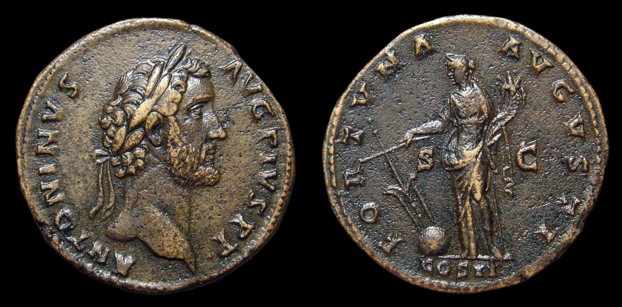 Antoninus Pius, AE-Sestertius. AD 139. Fortuna. Near EF | Roman ...