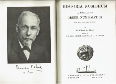 Ancient Coins - Historia Nvmorvm, A Manual of Greek Numismatics, Barclay V. Head, 1911 edition, Cloth-very good, Dust Jacket-tearss