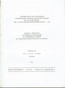 Ancient Coins - Untersuchung Zum Archaismus......, Joan Lawton Clough, Copyright 1972, Soft cover, Condition-very good, German Language