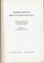Ancient Coins - Vermachtnis Der Antiken Kunst, Reinhard Herbig, Copyright 1950, Hard cover-cloth, No Dust jacket, Condition-very good, German Language