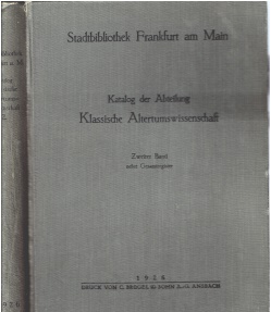 Ancient Coins - Katalog der Abteilung Klassische Altertumswissenschaft, Volume 2 only,1926, Hard cover-cloth, Good condition, German Language