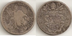 World Coins - Vatican 1775 Silver 1/2 Scudo  Pius VI