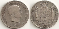 World Coins - Italy Kingdom of Napoleon 1808 5 Lire