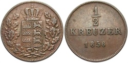 World Coins - German States, Nurnberg. 1856. 1/2 Kreuzer. VF.