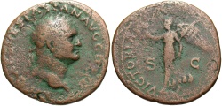 Ancient Coins - Vespasian. A.D. 69-79. Æ as. Lugdunum, A.D. 71. Fine, brown patina, some roughness.
