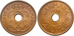 World Coins - Denmark. Christian X. 1936-(h). 2 ore. Unc.