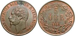 World Coins - Sweden. Oscar I. 1858. 5 öre. Choice AU.