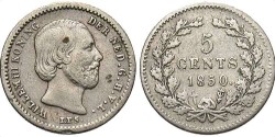 World Coins - Netherlands. Willem III. 1850. 5 Cents. VF.