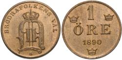 World Coins - Sweden. Oscar II. 1890. 1 ore. Unc.