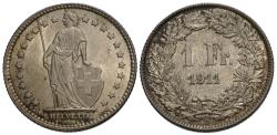 World Coins - Switzerland, Confederation. 1911-B. 1 franc. AU.