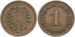 World Coins - Germany, Empire. 1889-A. 1 Pfennig. EF.