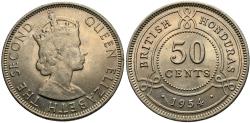 World Coins - British Honduras. Elizabeth II. 1954. 50 cents. BU.
