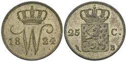 World Coins - Netherlands. William I. 1824-B. 25 cents. AU.