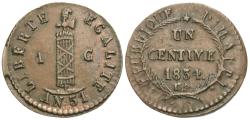 World Coins - Haiti. 1834 (An 31). 1 centime. EF, rare.