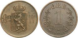 World Coins - Norway. Oscar II. 1884. 1 ore. AU.