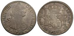 World Coins - Mexico, Colonial. Carlos IV. 1796-Mo FM. 8 reales. EF, toned, obverse die-break.