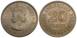 World Coins - Malaya & British Borneo. Elizabeth II. 1961-H. 20 cents. BU, lightly toned.