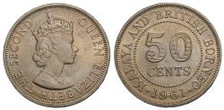 World Coins - Malaya & British Borneo. Elizabeth II. 1961. 50 cents. BU.