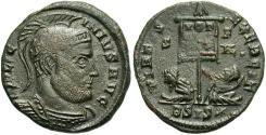 Ancient Coins - Licinius I. A.D. 308-324. Æ follis. Siscia, A.D. 320. VF, brown-green surfaces, light porosity.