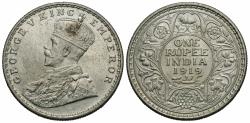 World Coins - British India. George V. 1919-(c). 1 rupee. AU.