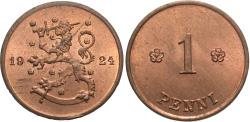 World Coins - Finland. 1921. 1 penni. BU, lowest mintage of the series.