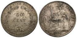 World Coins - French Indo-China. 1936-(a). 50 cents. EF, toned.