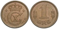 World Coins - Denmark. Christian X. 1915-(h). 1 ore. Unc.