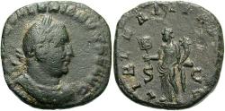 Ancient Coins - Valerian I. A.D. 253-260. Æ sestertius. Rome, A.D. 255/6. VF, dark green patina, minor porosity.