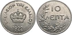 World Coins - Greece. 1922-(p). 10 lepta. Choice BU.