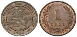 World Coins - Netherlands. William III. 1884. 1 cent. Unc.