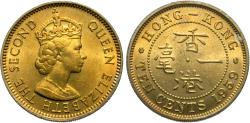 World Coins - Hong Kong. Elizabeth II. 1959-H. 10 cents. Choice BU.