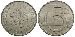World Coins - Czechoslovakia. 1928. 5 korun. BU, bag marks.