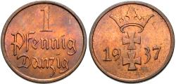 World Coins - Danzig. 1937. 1 pfennig. Choice BU.