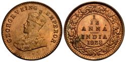 World Coins - British India. George V. 1928-(b). 1/12 anna. Choice BU.