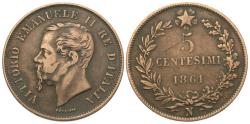 World Coins - Italy. Vittorio Emanuele II. 1861-N. 5 centesimi. VF.
