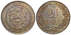 World Coins - Netherlands. Wilhelmina I. 1906. 2 1/2 cents. Unc.