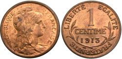 World Coins - France, Third Republic. 1913. 1 centime. Choice BU.